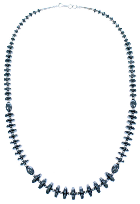 Genuine Sterling Silver Hematite Bead Necklace DX117693